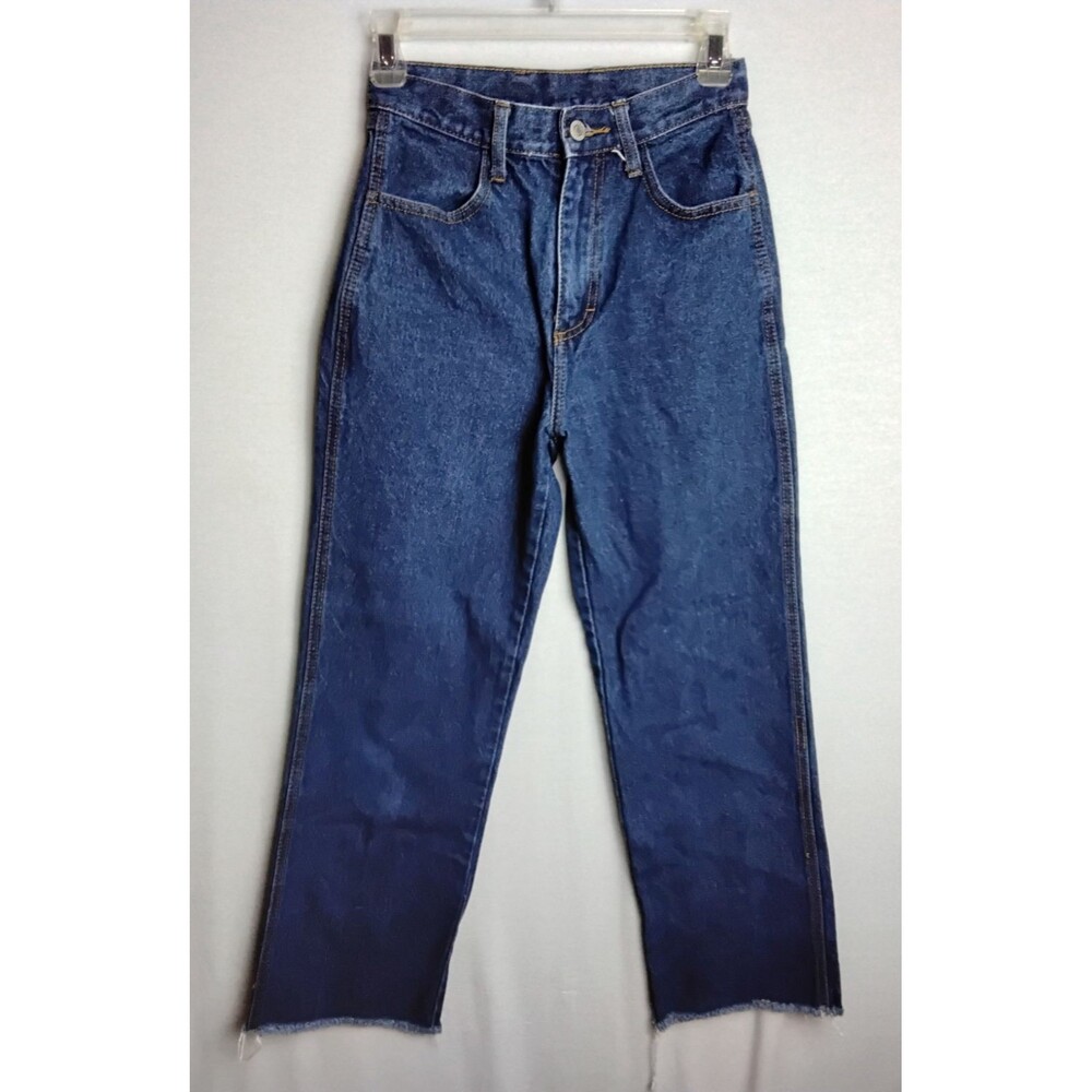 J Gault Shanghai Women's Straight leg Unhemmed Button Fly Jeans Small RR)48-YR07